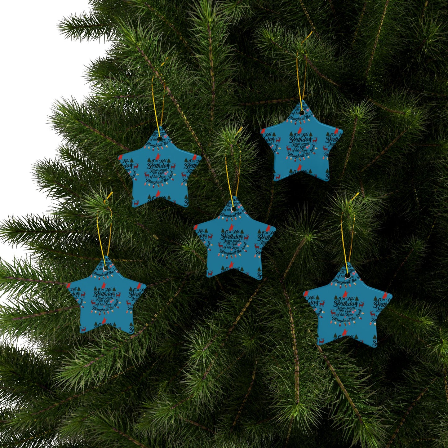 Christmas Ornaments-On Jesus Birthday Turquoise