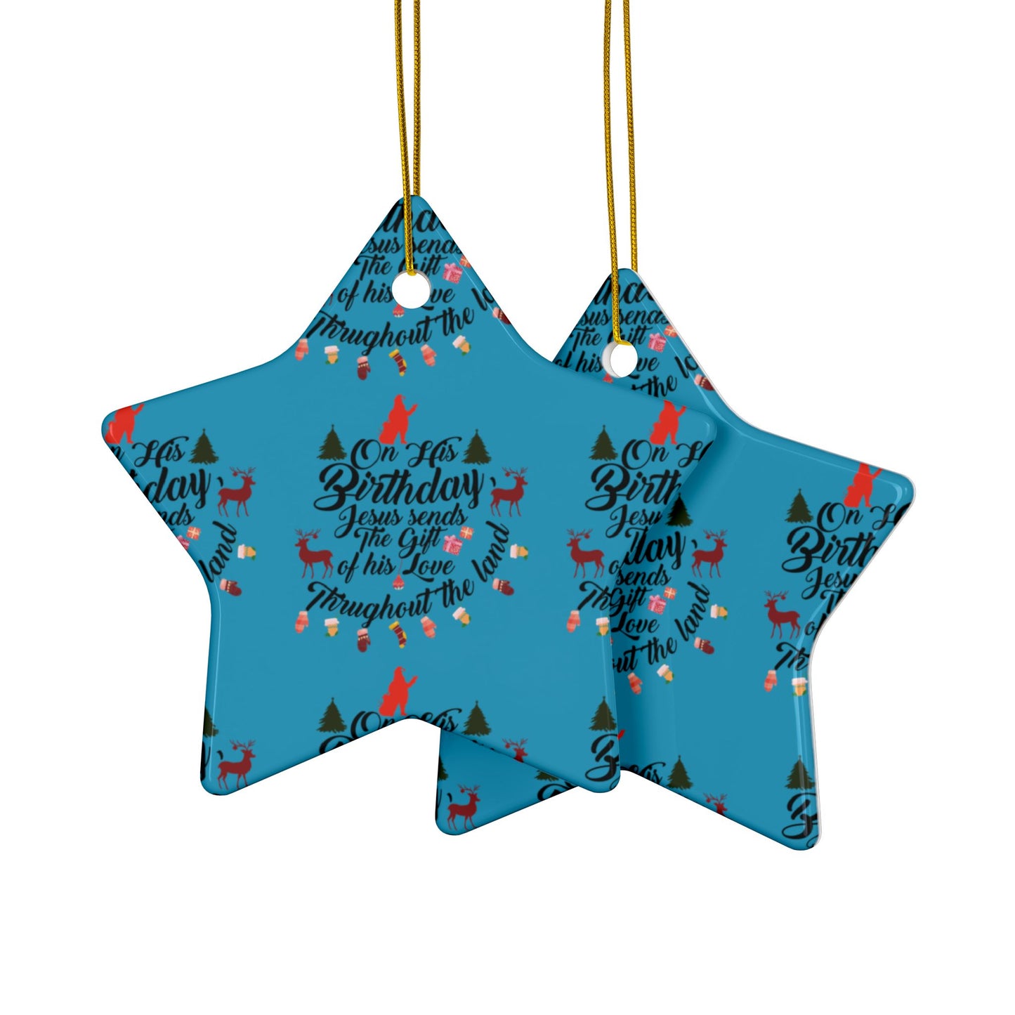 Christmas Ornaments-On Jesus Birthday Turquoise