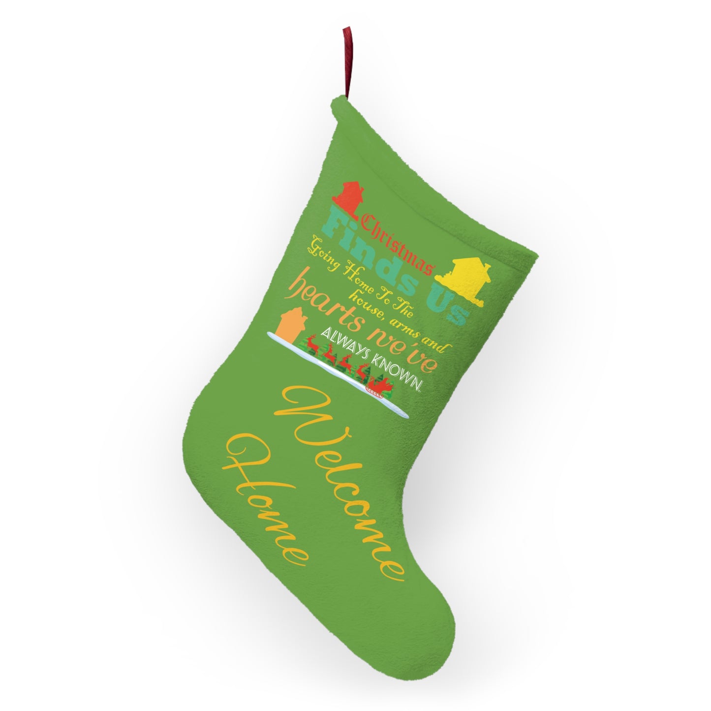 Christmas Stocking-Welcome Home-Green