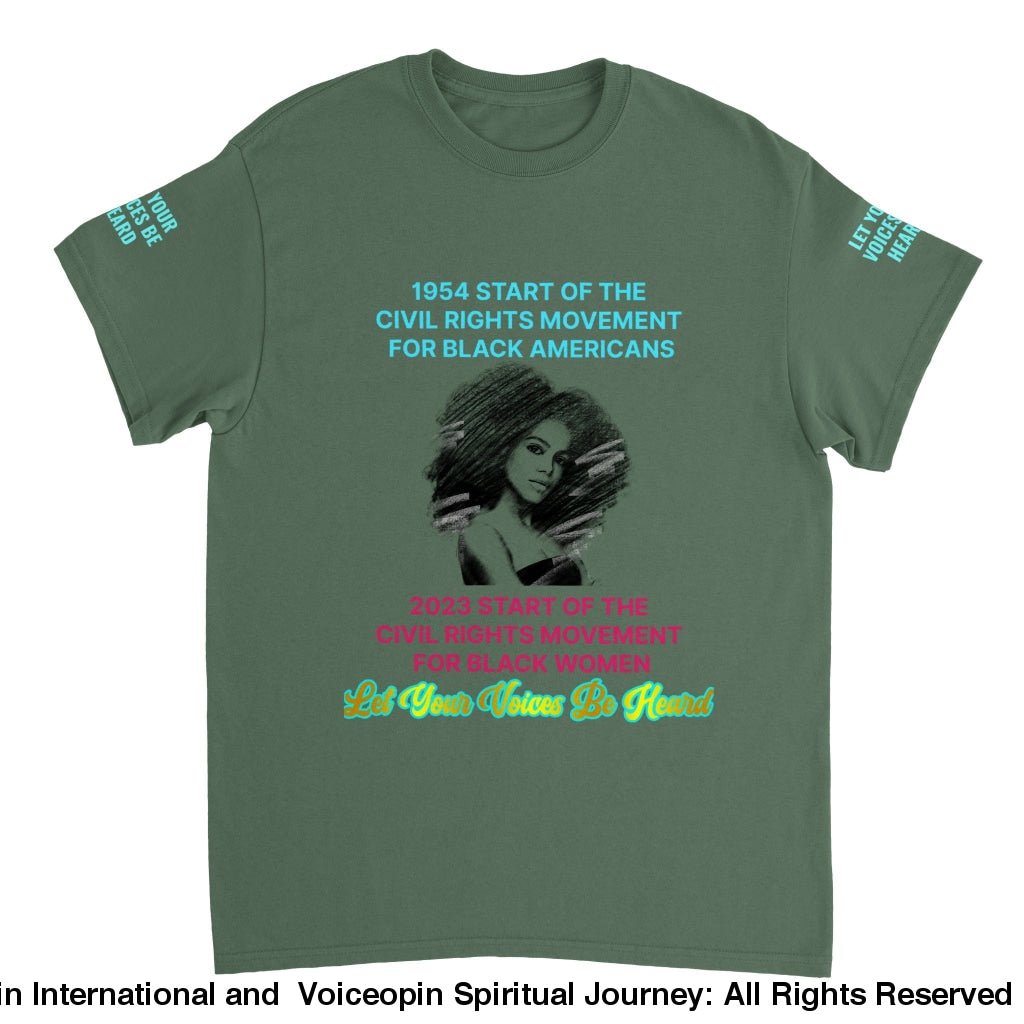 2023 Civil Rights For Women Crewneck T-Shirt Military Green / S Print Material