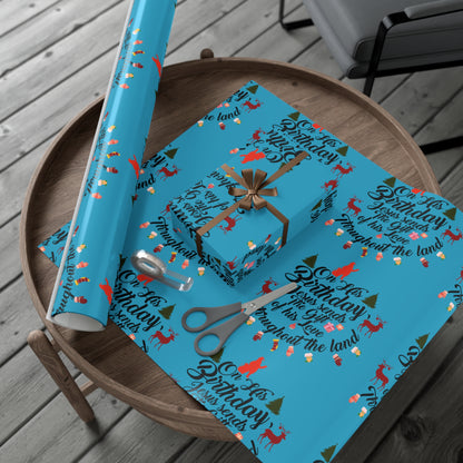 Christmas Gift Wrap Papers-On Jesus Birthday-Turquoise