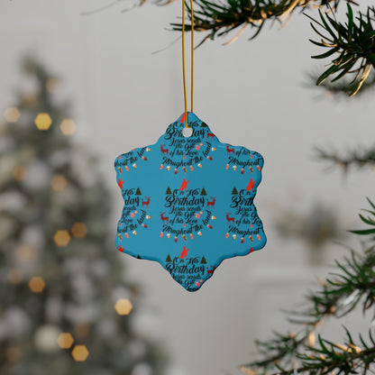 Christmas Ornaments-On Jesus Birthday Turquoise