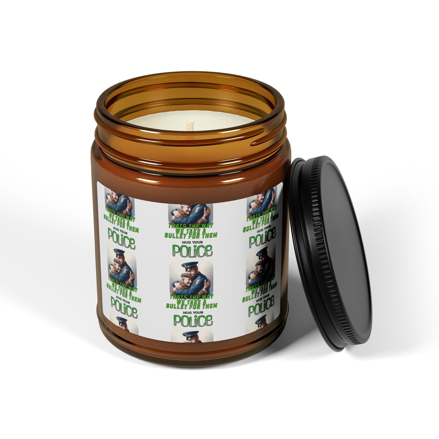 Scented Soy Candle (Multi-Size, Amber Jar)-Hug Your Police