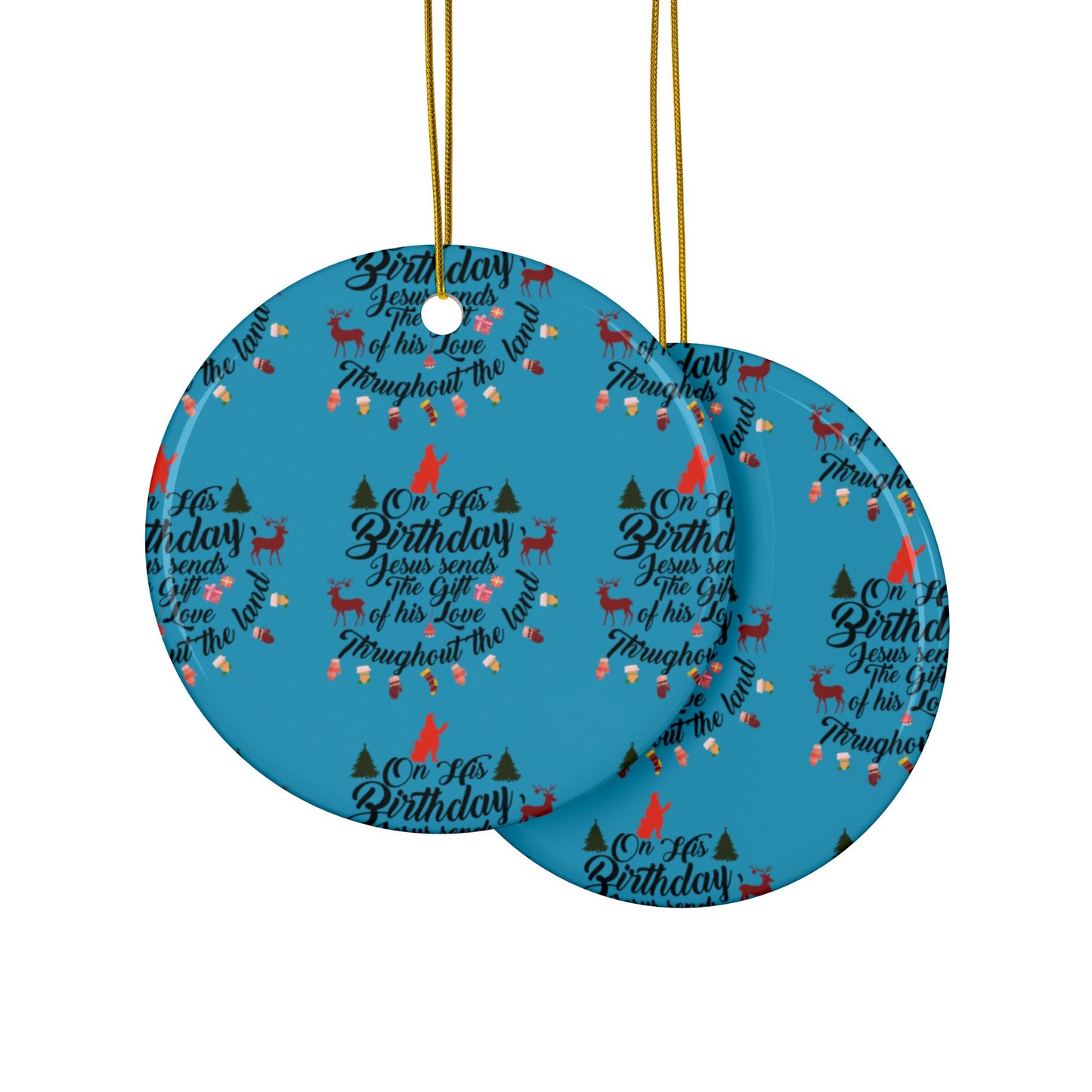 Christmas Ornaments-On Jesus Birthday Turquoise