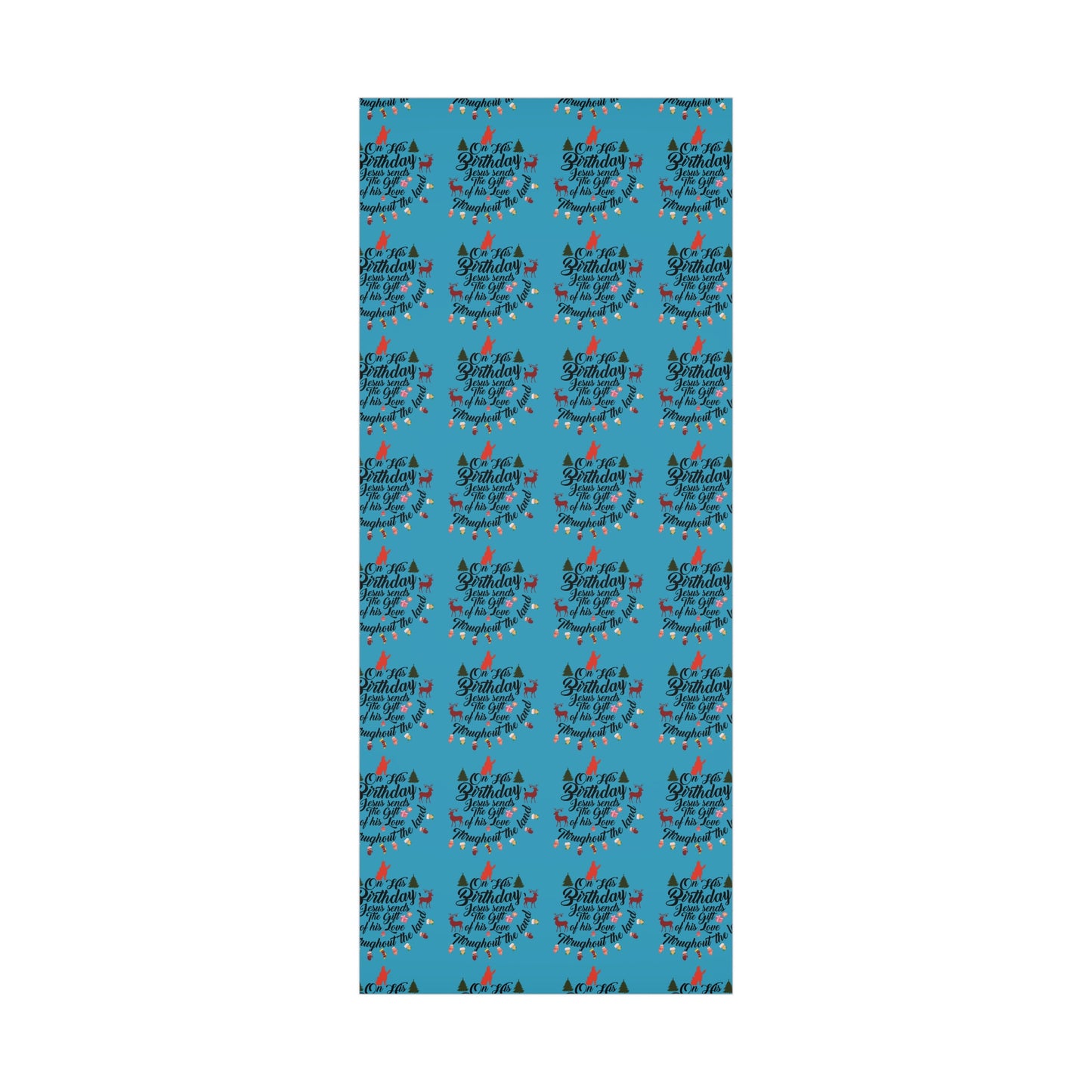 Christmas Gift Wrap Papers-On Jesus Birthday-Turquoise