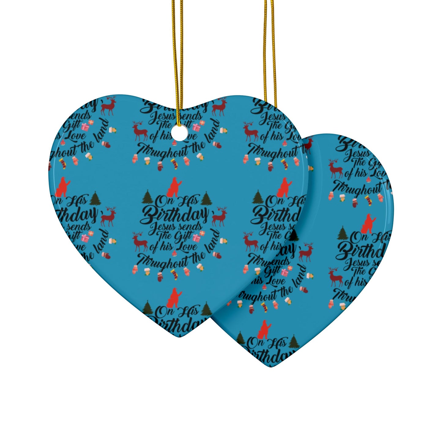 Christmas Ornaments-On Jesus Birthday Turquoise