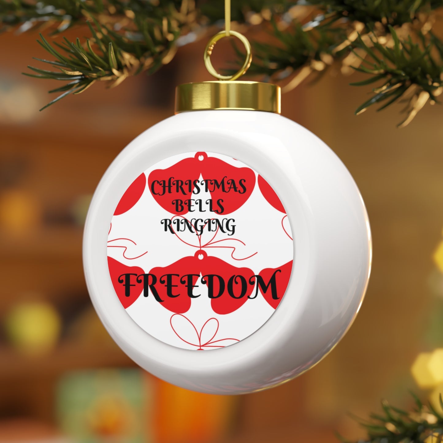 Christmas Ball Ornament-Christmas Bell Ringing Freedom