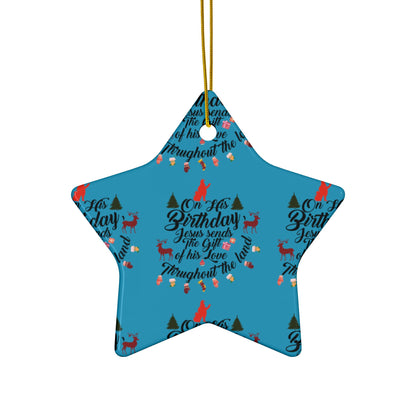 Christmas Ornaments-On Jesus Birthday Turquoise