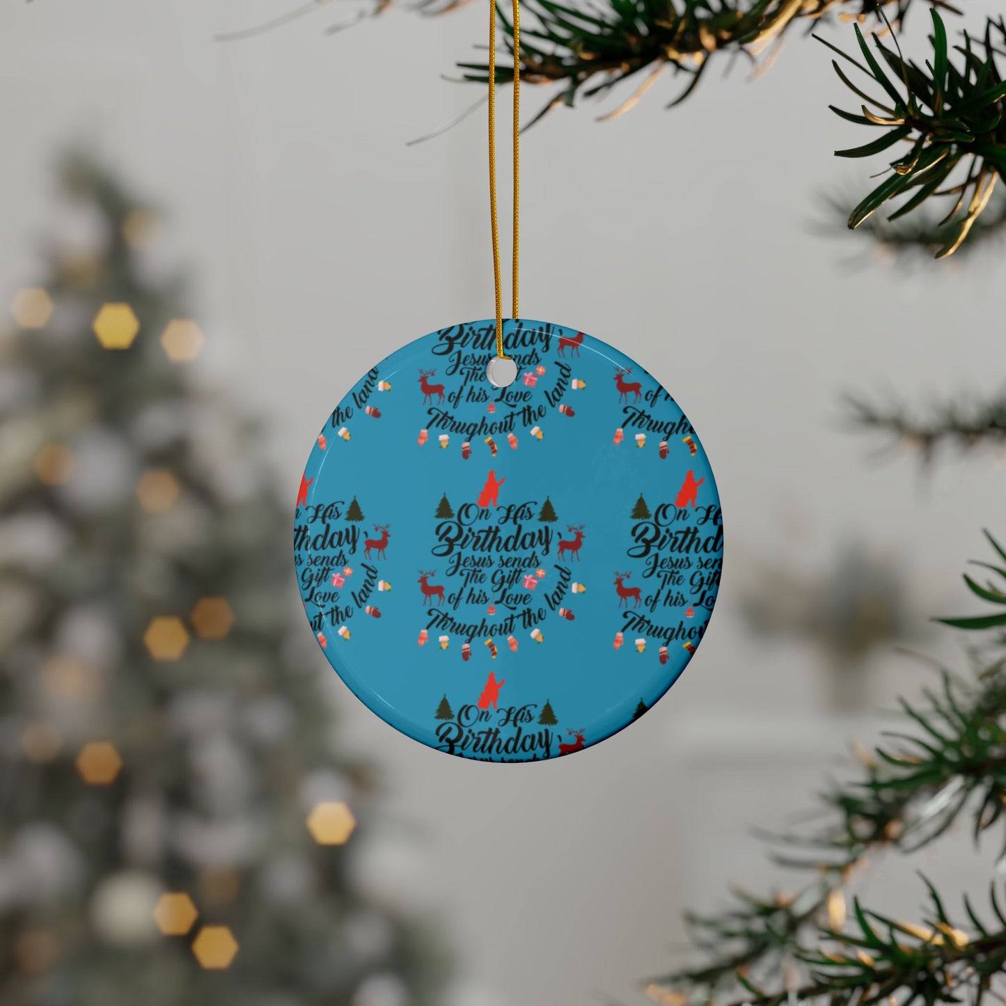 Christmas Ornaments-On Jesus Birthday Turquoise