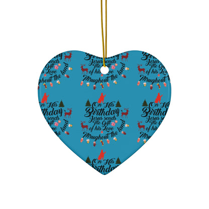 Christmas Ornaments-On Jesus Birthday Turquoise