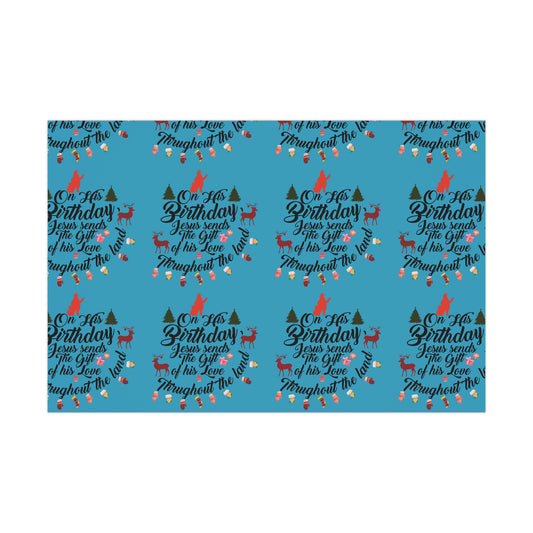 Christmas Gift Wrap Papers-On Jesus Birthday-Turquoise