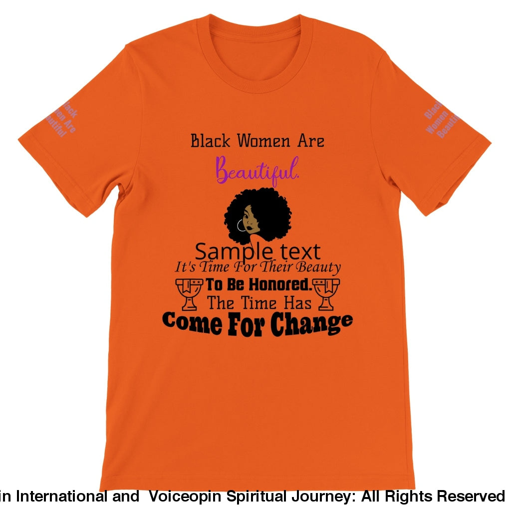 Black Women Are Beautiful Unisex Crewneck T-Shirt Orange / S Print Material