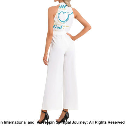 I'm Not Ready Yet Just Say Yes To Abortions Halter Neck Buckle Belted Jumpsuit