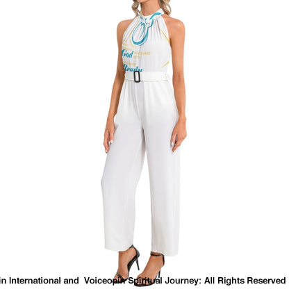 I'm Not Ready Yet Just Say Yes To Abortions Halter Neck Buckle Belted Jumpsuit