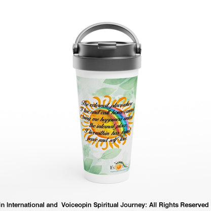 Happiness From Within White 15Oz Stainless Steel Travel Mug Print Material