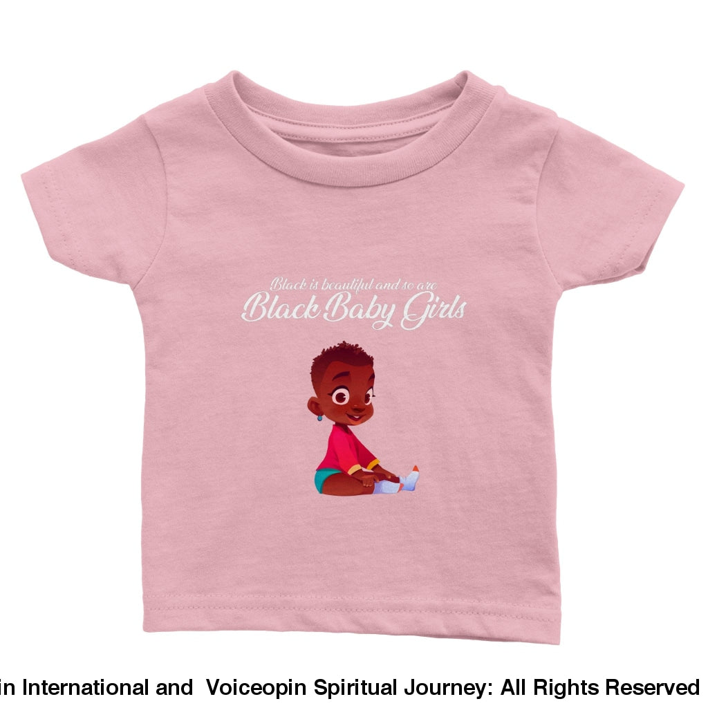 I Am A Beautiful Black Baby Girl Classic Crewneck T-Shirt Pink / 6M Print Material