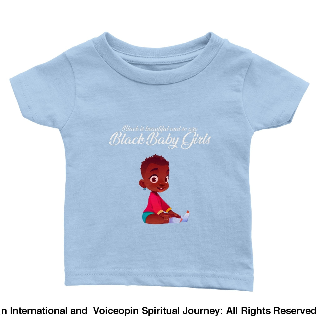 I Am A Beautiful Black Baby Girl Classic Crewneck T-Shirt Blue / 6M Print Material