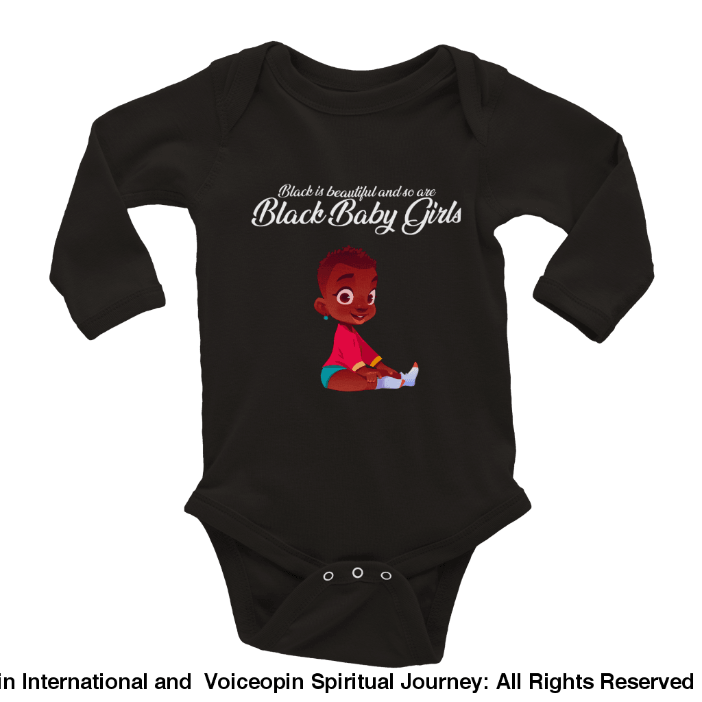 I Am A Beautiful Black Baby Girl Classic Long Sleeve Bodysuit Newborn Print Material