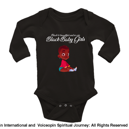 I Am A Beautiful Black Baby Girl Classic Long Sleeve Bodysuit Newborn Print Material