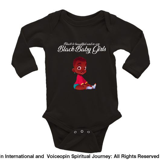 I Am A Beautiful Black Baby Girl Classic Long Sleeve Bodysuit Print Material