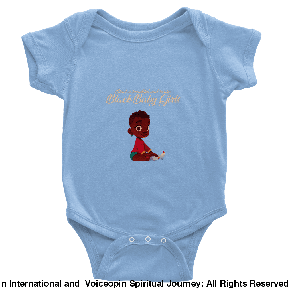 I Am A Beautiful Black Baby Girl Classic Short Sleeve Bodysuit Blue / 6M Print Material