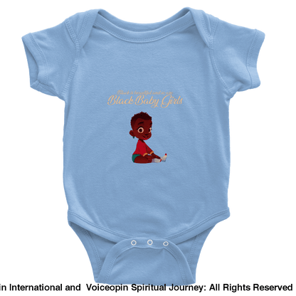 I Am A Beautiful Black Baby Girl Classic Short Sleeve Bodysuit Blue / 6M Print Material