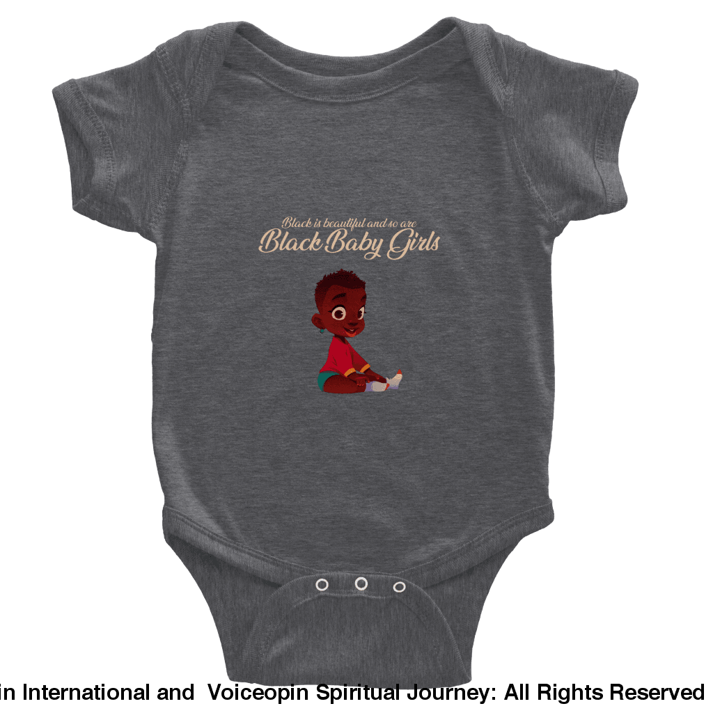 I Am A Beautiful Black Baby Girl Classic Short Sleeve Bodysuit Heather Gray / 6M Print Material