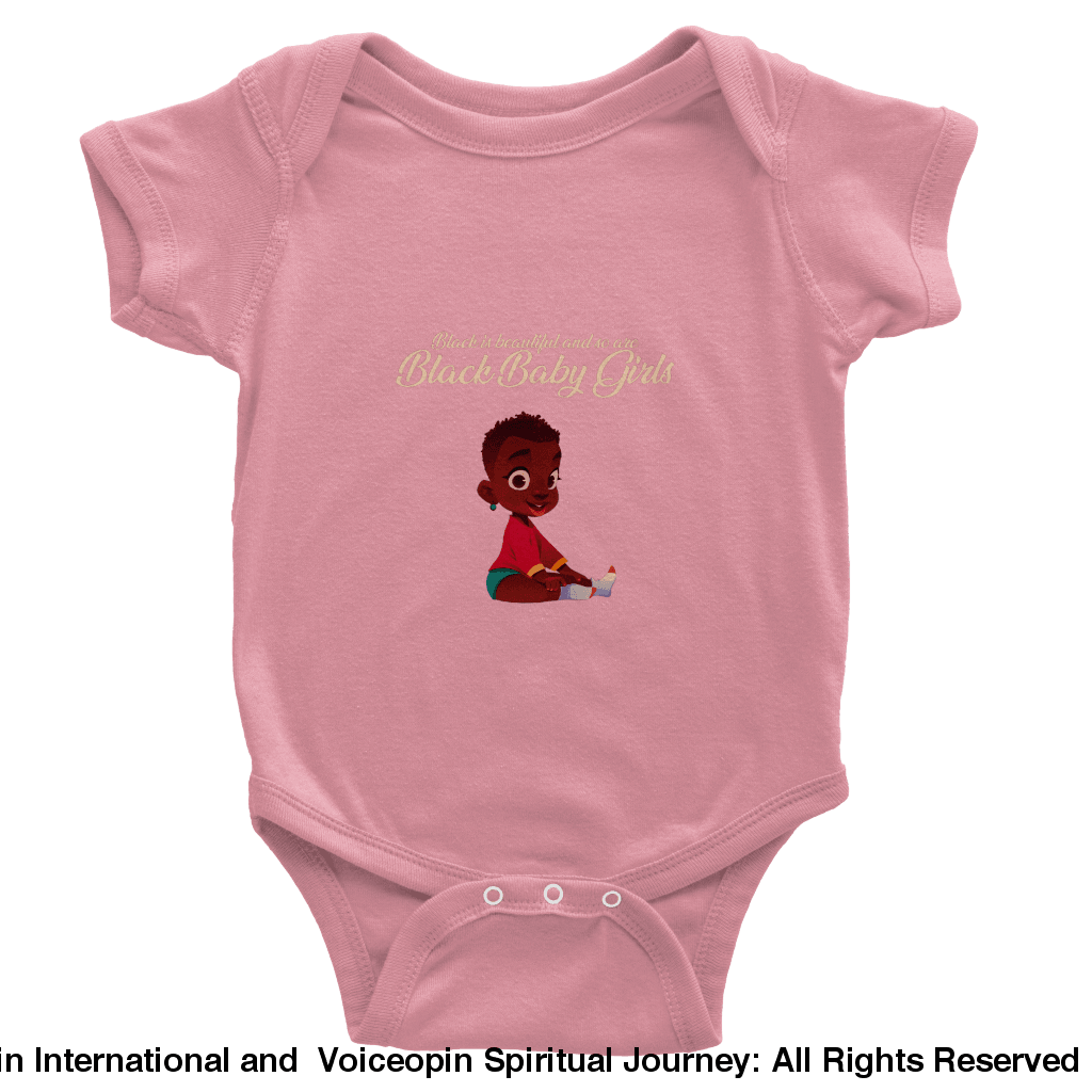 I Am A Beautiful Black Baby Girl Classic Short Sleeve Bodysuit Pink / 6M Print Material