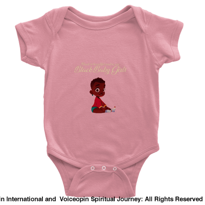 I Am A Beautiful Black Baby Girl Classic Short Sleeve Bodysuit Pink / 6M Print Material