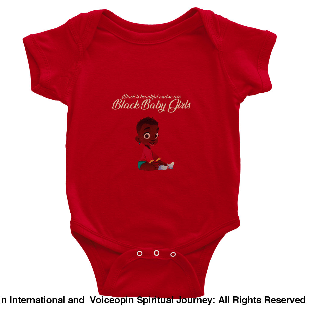 I Am A Beautiful Black Baby Girl Classic Short Sleeve Bodysuit Red / 6M Print Material