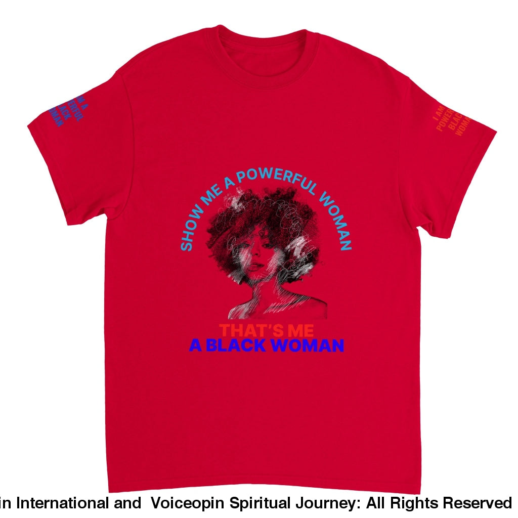 I Am A Powerful Black Woman Crewneck T-Shirt Red / S Print Material