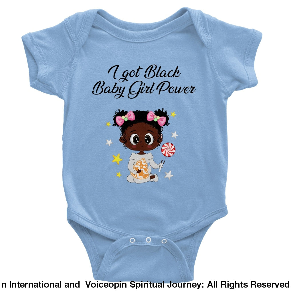 I Got Black Baby Girl Power Classic Short Sleeve Bodysuit Blue / 6M Print Material