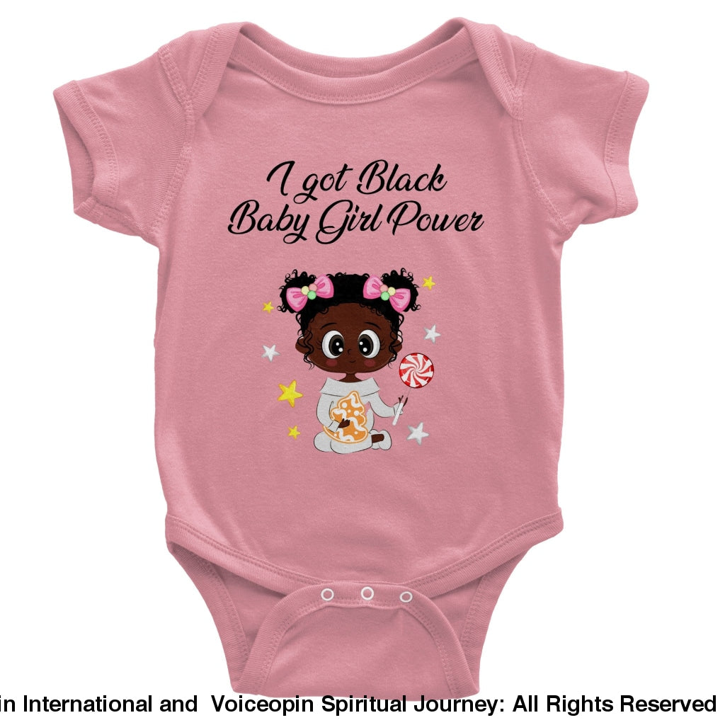 I Got Black Baby Girl Power Classic Short Sleeve Bodysuit Pink / 6M Print Material