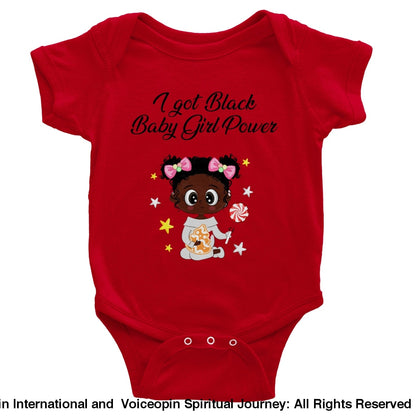 I Got Black Baby Girl Power Classic Short Sleeve Bodysuit Red / 6M Print Material