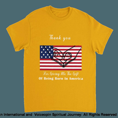 I Love America Adults Unisex Crewneck T-Shirt Gold / S Print Material