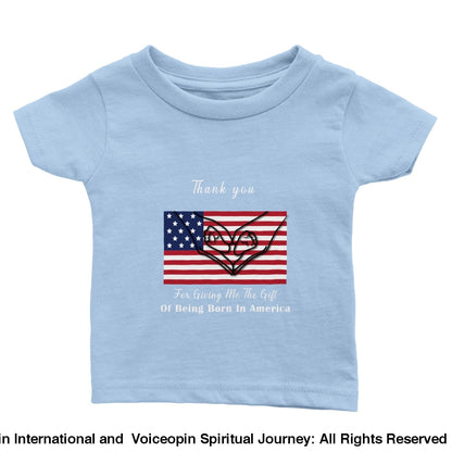 I Love America Baby Crewneck T-Shirt Blue / 6M Print Material