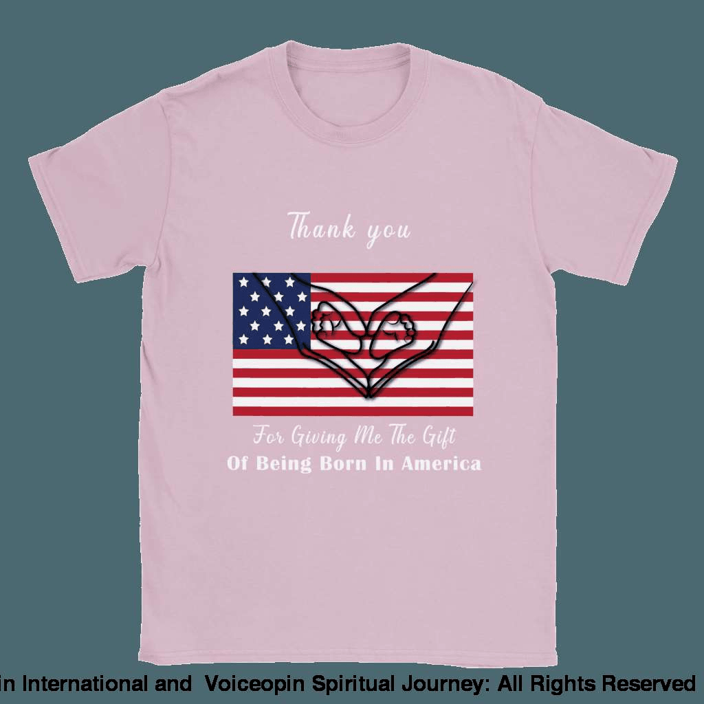 I Love America Kids Crewneck T-Shirt Light Pink / Xs Print Material