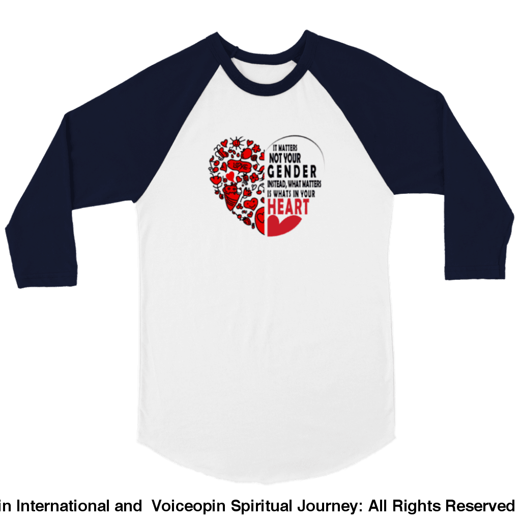 It Matters Not Your Gender Unisex 3/4 Sleeve Raglan T-Shirt White And Navy / S Print Material