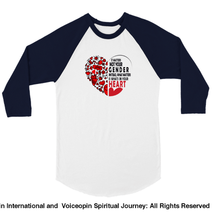 It Matters Not Your Gender Unisex 3/4 Sleeve Raglan T-Shirt White And Navy / S Print Material