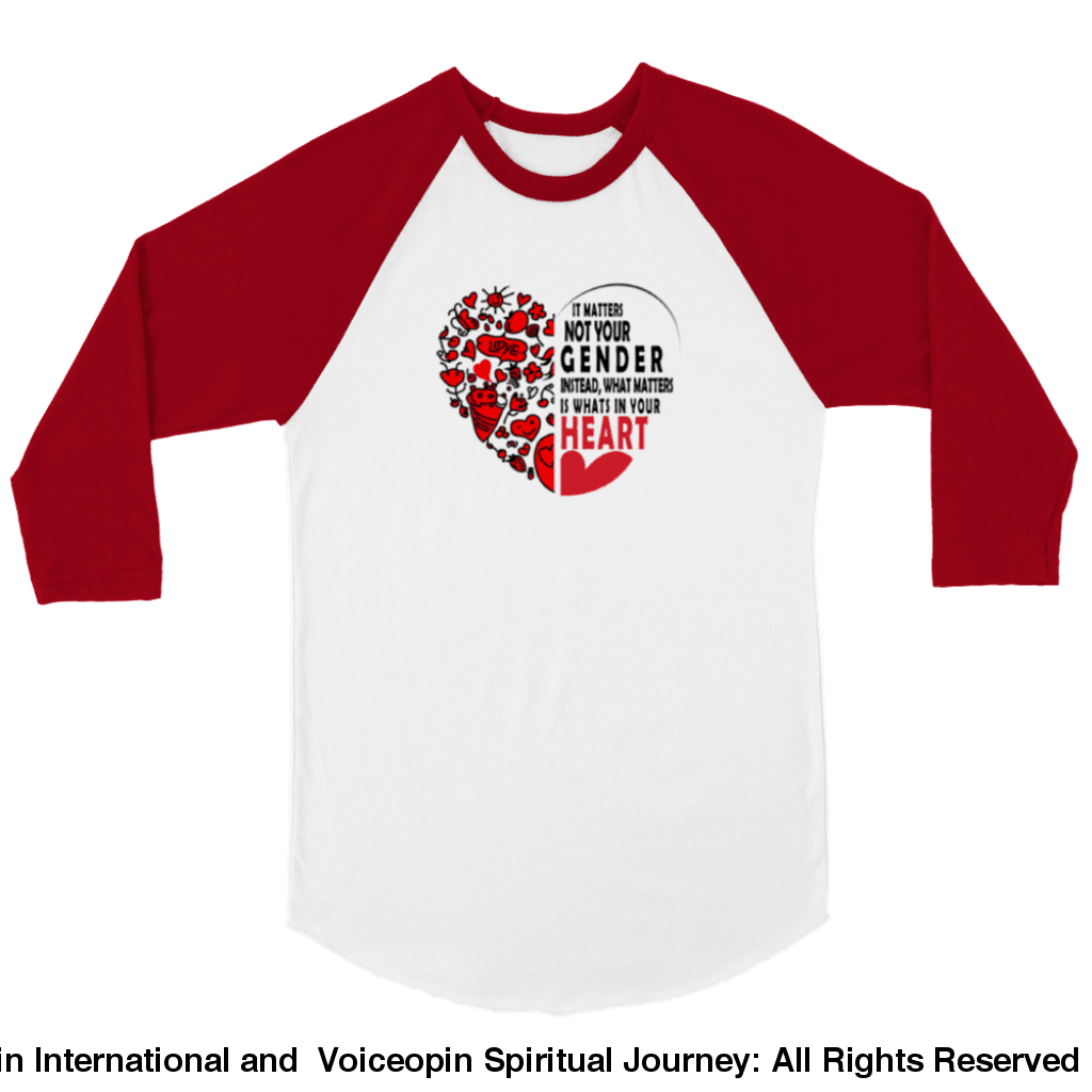 It Matters Not Your Gender Unisex 3/4 Sleeve Raglan T-Shirt White And Red / S Print Material