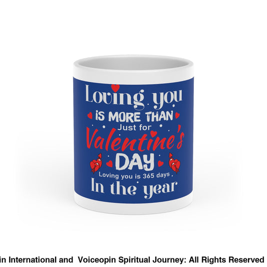 Loving You Alwys Heart-Shaped Mug 11Oz / Blue Background