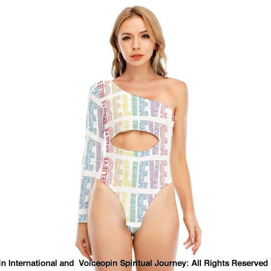 One Sleeve Waist Body Cut Believe Body Suit |                   UNITED BELIEVING POWER ONLINE STORE