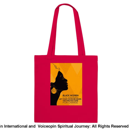 Orangie Tote Bag-Black Women Stop Whispering Red Print Material