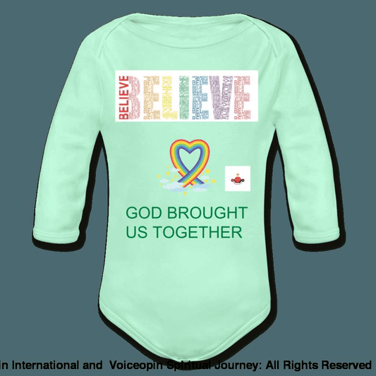 Believe God Brought Us Together Organic Long Sleeve Baby Bodysuit