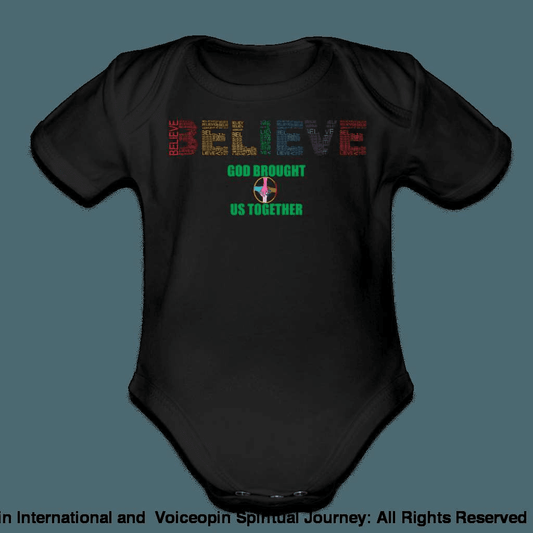 Organic Short Sleeve Baby Bodysuit Believe God Brought Us Together |                   UNITED BELIEVING POWER ONLINE STORE