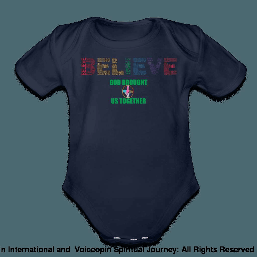 Organic Short Sleeve Baby Bodysuit Believe God Brought Us Together |                   UNITED BELIEVING POWER ONLINE STORE