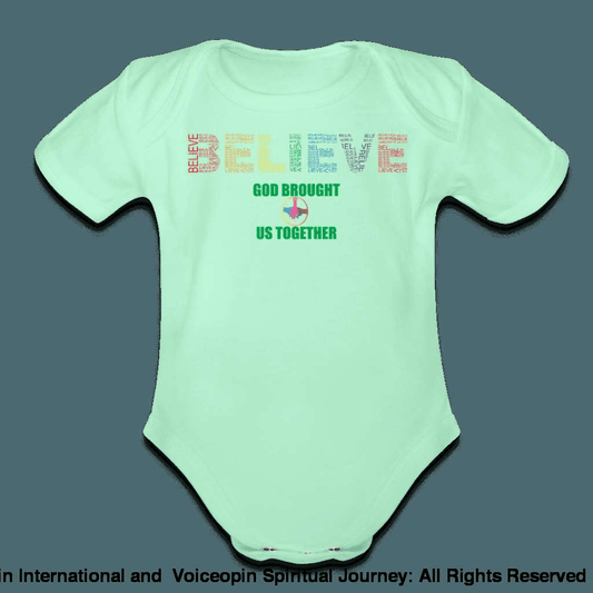 Organic Short Sleeve Baby Bodysuit Believe God Brought Us Together |                   UNITED BELIEVING POWER ONLINE STORE