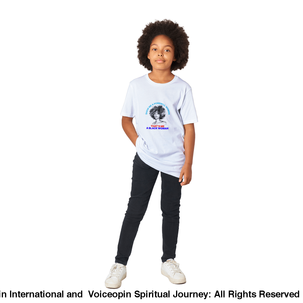 Powerful Black Woman Kids Crewneck T-Shirt Print Material