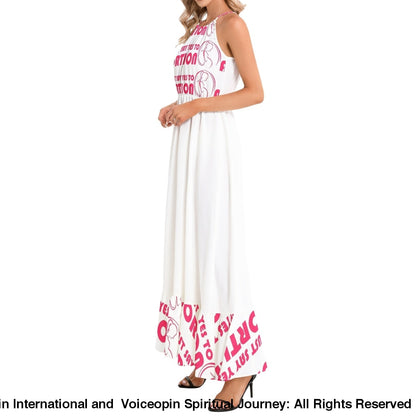 Just Say Yes To Abortions Ruffle Hem Halter Neck Maxi Dress