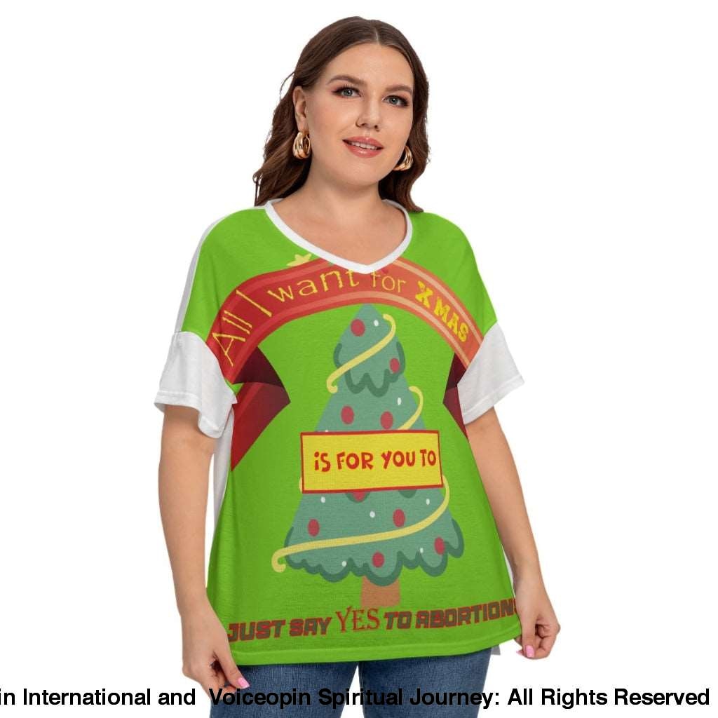 Sleeve Loops T-Shirt-All I Want For Xmas Just Say Yes To Abortions 2Xl / White